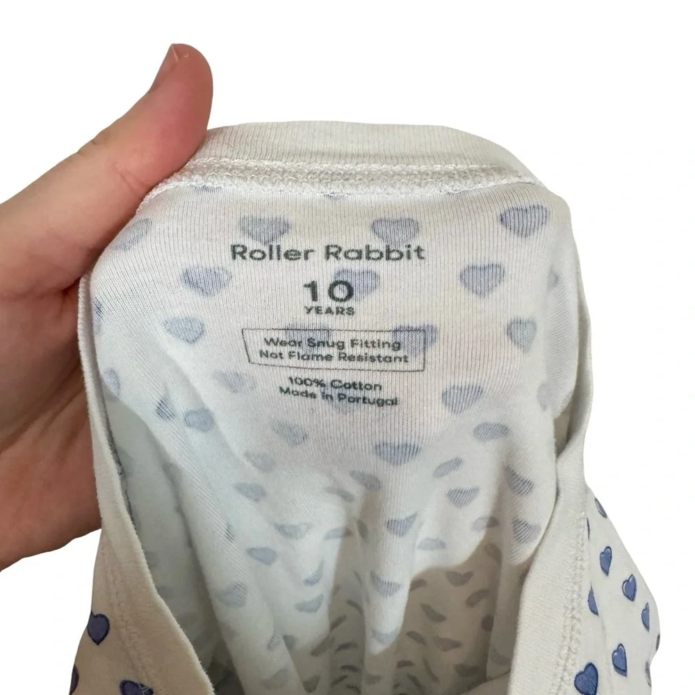 Roller Rabbit Heart Pajama 3 Button Long Sleeve Henley Top in Blue PLEASE READ